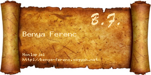 Benya Ferenc névjegykártya