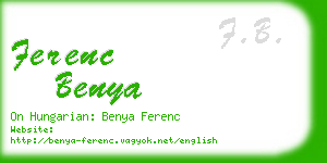 ferenc benya business card